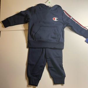 NWT Champion Little Boy Fleece Hoodie and Jogging Pant Size: 18M Color: Navy